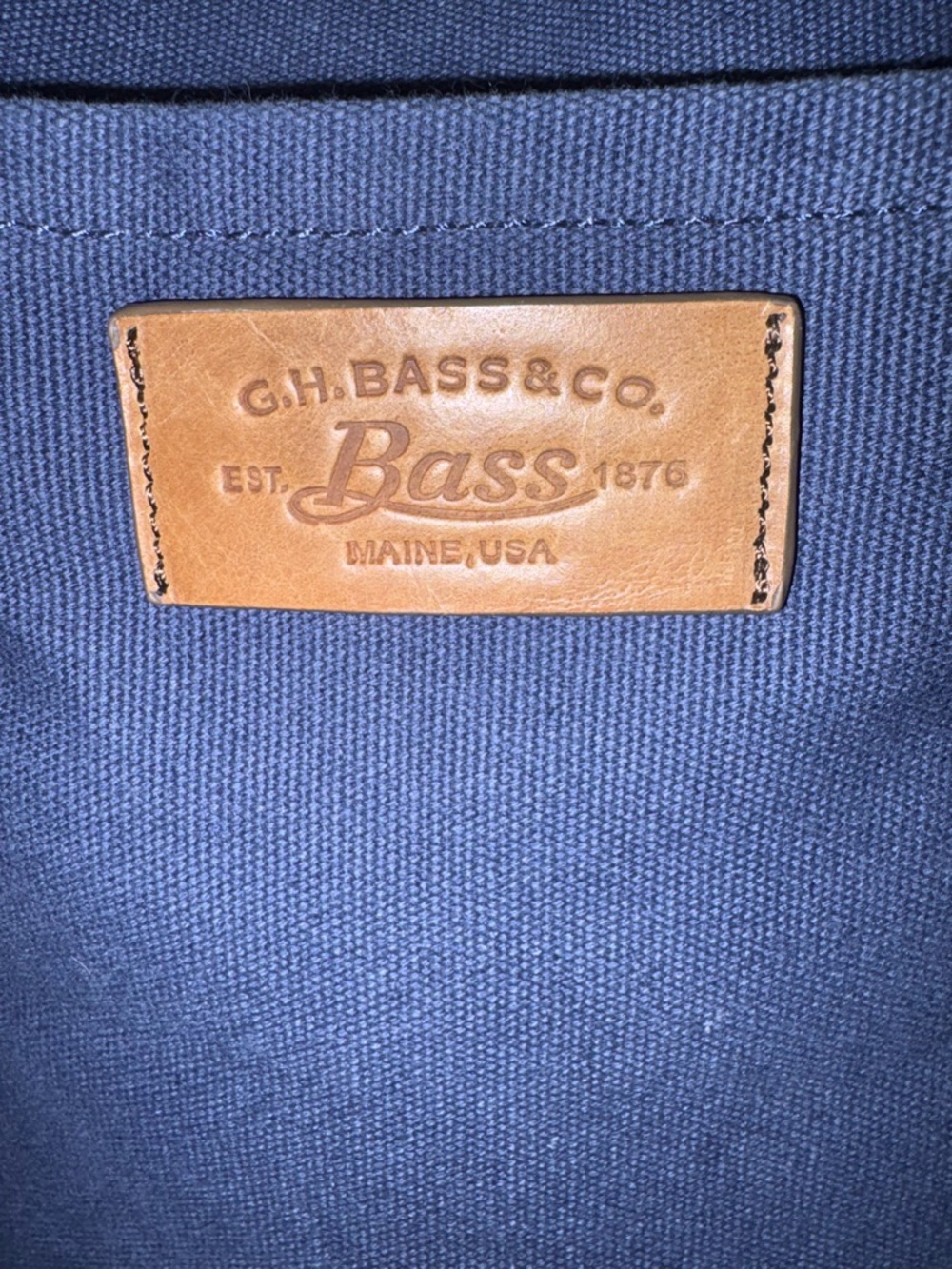 ❤️G.H. Bass & Co Navy Canvas Tote Leather Straps Everyday Bag - Picture 2 of 6